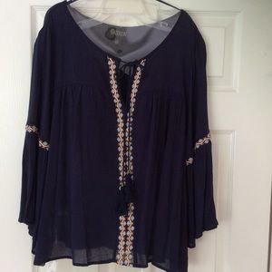 Madison Navy Blue Women's Tunic Top